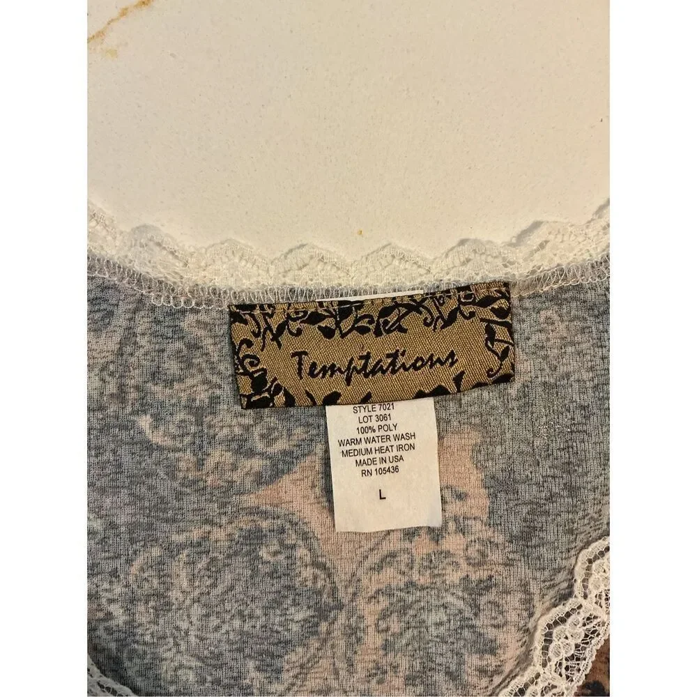 Temptations Vintage Y2K Mesh Babydoll Top Sz L Bell Sleeve - Picture 2 of 6